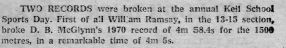 Keil School Sport Day Results - 1976